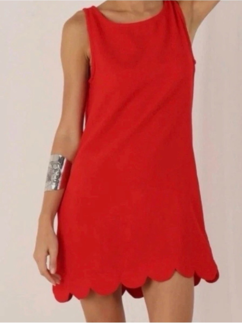 kate spade Red Sleeveless Scallop Hem Mini Dress